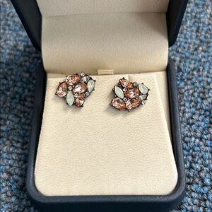 BaubleBar Peach and Opal Cluster Stud Earrings